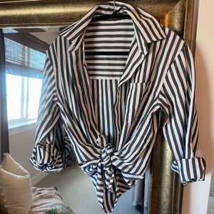 Amazon Black and White Striped Button Down Shirt